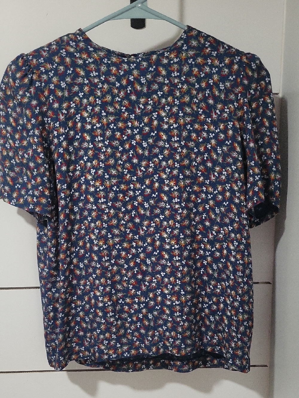 Susan Bristol Navy Floral Short-Sleeve Blouse